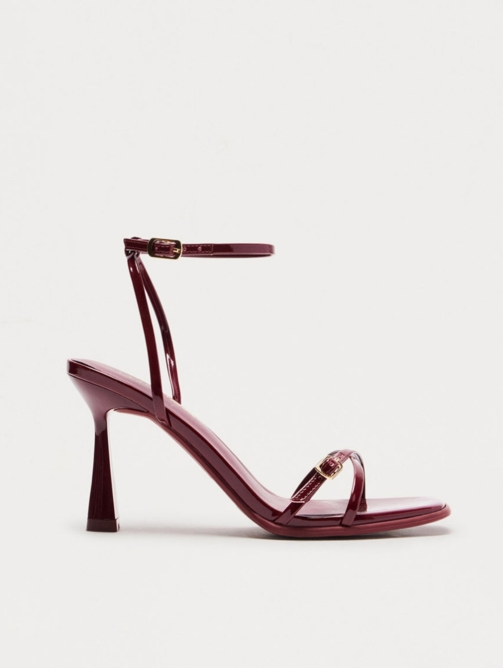 Fashion Nova Burgundy Strappy Ankle Buckle Heels